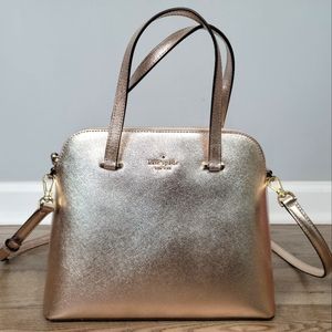 NWT Kate Spade Maise Medium Dome Leather Satchel Handbag Metallic Gold